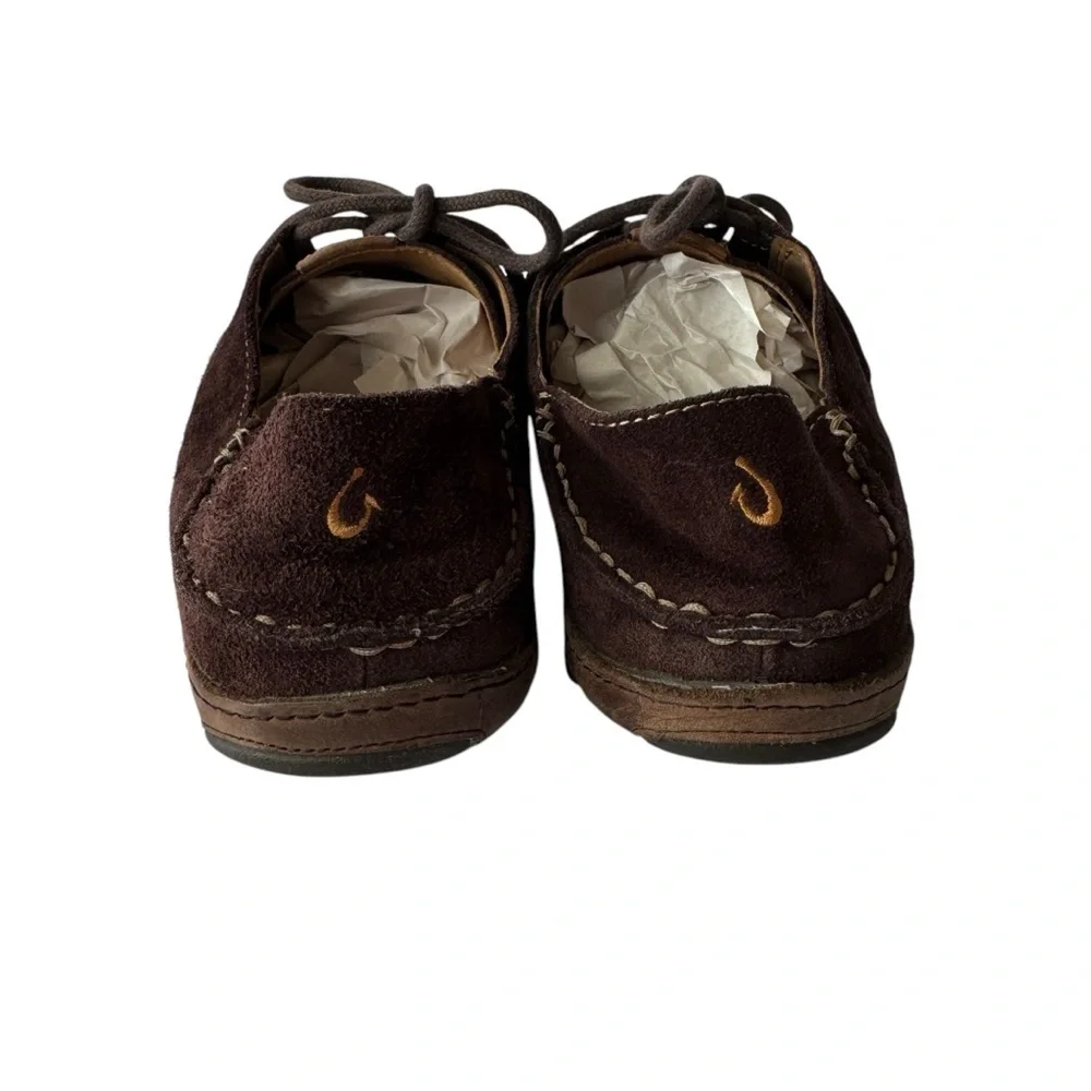 OluKai Brown Leather Lace Up Casual Brown Shoes Moc Toe Comfort Men’s Size 9